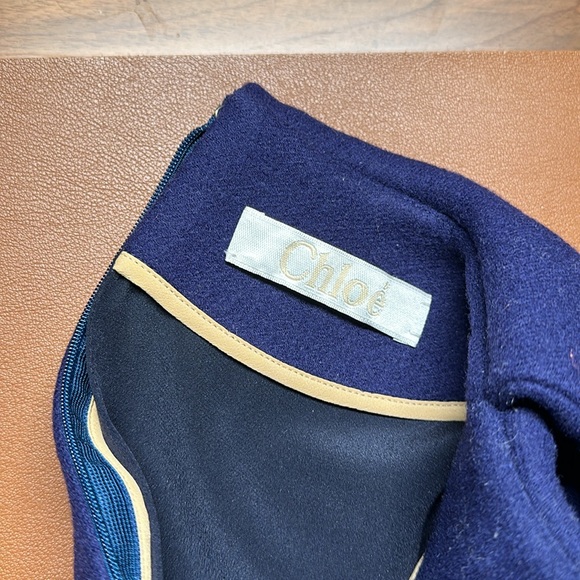 Chloé Color Strip Wool Silk Midi Dress w/ long Sleeves - Picture 3 of 7